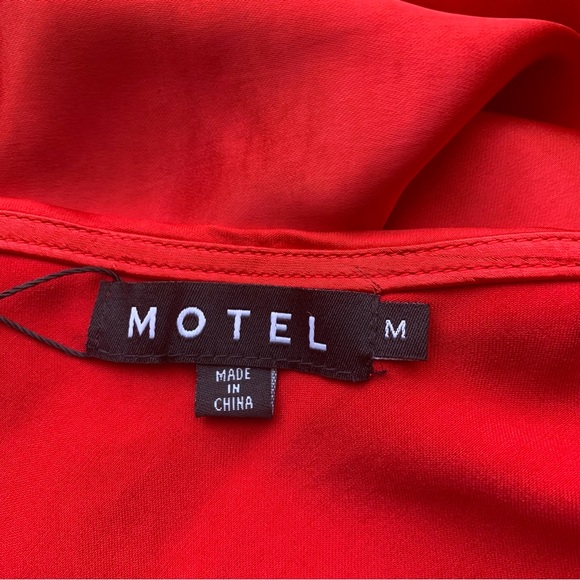 Motel Rocks Paiva Slip Dress Satin Red Straps Mini Short Size Medium UK Size 12 - Picture 12 of 15